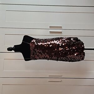 Sequined fish scale mermaid copper brown BNWT sz M party prom formal fall Dress